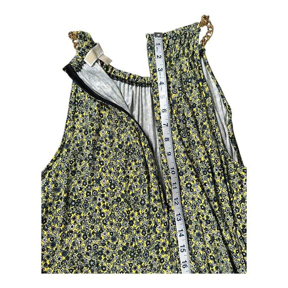 Michael Kors Floral Sunflower Dress Sleeveless Gold Chain Strap Size 1X Zip Back - Picture 14 of 14